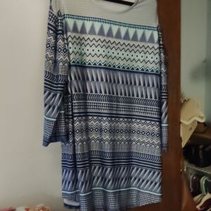 Geometric Patterned Blue Top
